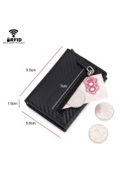 DIENQI RFID Carbon Fiber Leather Men Wallets Card Holder Money Bags Male Purses Slim Thin Small Wallet Black Walet for Men Gifts