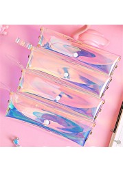 Small Transparent Cosmetic Bag Laser Pen Bag Cute Travel Makeup Bag Women Holographic Brush Bags Student Small Pencil Pouch