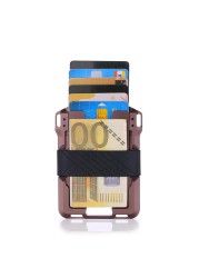 Men's Metal Aluminum Wallets RFID Card Holder Elastic Rubber Band Wallet Magic Card Wallet