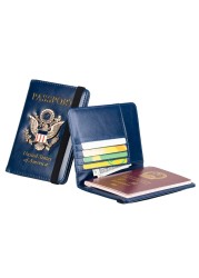 Passport Holder Cover Wallet RFID Blocking Leather Card Holder Travel Document Organizer 066C