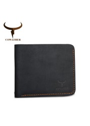 COWATHER Crazy Horse Leather Men Wallets Vintage Genuine Leather Wallet for Men Cowboy Top Leather Thin to Put Free Shipping