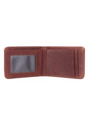 GENODERN Casual Small Wallet for Men Genuine Leather Male Slim Short Wallets Small Wallet with Card Holder Pocket Wallets