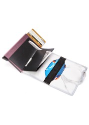 Marble card package aluminum alloy RFID anti-theft credit card box business card box simple PU Leather Wallet