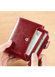 Fashion Women's Genuine Leather Wallet RFID Blocking Short Multifunctional Large Capacity Zipper Coin Purse Money Clip