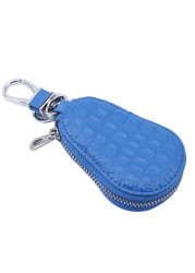 Unisex Genuine Leather Car Key Wallet Men and Women Keychain Fashion Zipper Keys Pouch Key Ring Car Key Storage Case 5 Colors