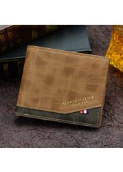 Men Wallet Money Bag Solid Color Leather Business Small Wallet Vintage Famous Male Wall Coin Purse