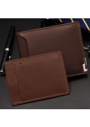 Multifunction Small Wallet Men Leather Wallets Iron Credit Card Holders PU Money Bag Vintage Leather Wallet Male