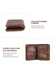 Genuine Leather Wallet for Men Vintage Short Purses Card Holder Wallets Brand Coin Pocket Zip Quality Money Bag