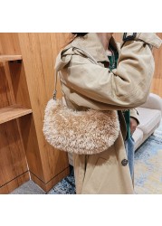 Women Soft Plush Shoulder Bags Cow Print Hobo Bags Female 2021 New Autumn Winter Small Handbag Travel Warm Fluffy Tote Bags