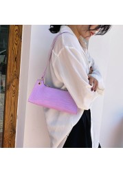 Crocodile PU Leather Handbag Cosmetic Portable Women Solid Color Underarm Shoulder Bags Casual Fashion Lady Street Supasime Bag