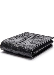 Luxury Genuine Leather Mens Wallet Quality Snakeskin Leather Wallet Men Brand Design Small Bifold Python Black Short