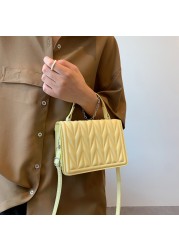 Retro women messenger bag solid color chain mini flap PU leather shoulder bag casual ladies cross handle bags