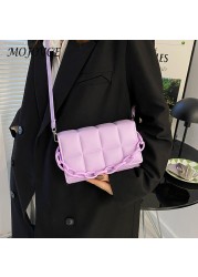 Women Shoulder Bags Fashion PU Leather Underarm Bags Pure Color All-Match Lattice Style Shopping Bags Designer Clutch