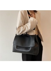 Women Solid Messenger Bag Large Capacity Commtue Tote Shoulder Bags For Female 2022 Fashion Casual Soft PU Leather Handbags