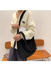Stylish women's shoulder bags knitting solid color underarm bag large-capacity handbags for shopping travel supplies