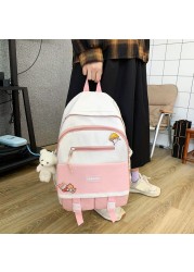 Casual Nylon Women Backpack Candy Color School Bags for Teenagers Girls Book Bags Patchwork Backpack Female Travel Bag