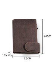 Leather Sign Card Holder Men Wallets Slim Thin Coin Purse Pocket Money Bags Luxury Small Metal Wallet Male Purses Portemonnaie