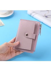 Fashion Women Solid Color Credit Card ID Card Multiple Slot Card Holder Ladies Casual PU Leather Small Coin Purse Pocket Wallet