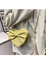 HOCODO Heart Shaped Crossbody Bags For Women Bow-knot Shoulder Bag Woman Summer Cute Ladies Purse PU Leather Women Bags