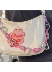 Xiuya Kawaii Lolita Crossbody Bag Women 2022 Sweet Cute Lollipop Shoulder Bags Handbag with Heart Chain Coin Purse Female Wallet