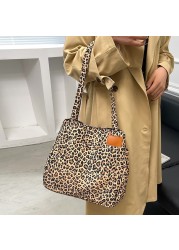 Women Oxford Cloth Shoulder Bag Fashion Cow Leopard Print Tote Bag Butterfly Pattern Bucket Bag Girls Double Layer Handbags