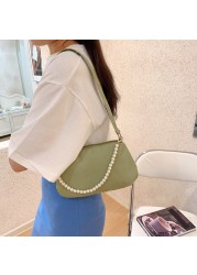 Fashion Women Nylon Underarm Shoulder Bags Pearl Color Small Bags Casual Lady Clutch Luxury Brand Designer Handbags