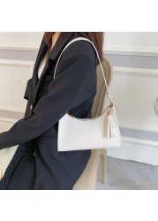 Women Bag Fashion PU Leather Jacket-Handle Armpit Shoulder Bag With Tassel Casual Solid Color Zipper Brand Designer Tote Handbags