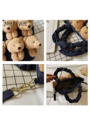 Women Cartoon Teddy Bear Crossbody Bag Female Small Zipper Designer Clutch Bag For Ladies Vintage Style Cute