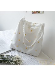 2022 Women Shopping Bag Shopper Without Pattern Baguette Bag Shopper Shoulder Bag Women Bag with Daisies Women Bags for Shopping Bag Girls Handbag Women Bag Storage Tote Women Canvas Shoulder Bag