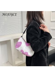 Women's Classic Plush Underarm Shoulder Bag Ladies Autumn Winter Large Capacity Tote Pouch For Shopping Decor