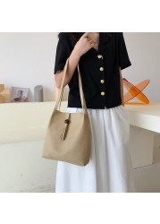 Retro Solid Color PU Leather Women Shoulder Bags Bucket Bags Fashion Small Tassel Shopping Bag Ladies Casual Shoulder Bag