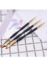 3pcs Nail Art Liner Brush Set Acrylic French Tape Tips Manicure Ultra-thin Line Drawing Pen UV Gel Brushes Painting Tools