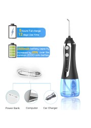 AG portable oral irrigator usb rechargeable dental water flosser dental water jet 300ml 5 modes water tank waterproof dental cleaner