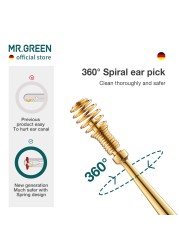 MR.GREEN Earwax Removal Tool 360° Spiral Massage Through Aural Ear Canal Cleaner Stainless Steel Flexible Design Ear Care Tools