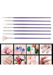 7pcs Nail Design Painting Pen Brush UV Gel Nail Polish Row Dotting Builder Drawing Carving Nail Art Brush Set Manicure Tools Por