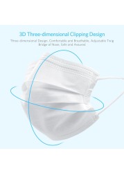 10-200pcs Disposable Face Mask 3 Ply Non-woven Mouth Mask Anti PM2.5 Dust Masks Elastic Earloop Respirator Mask Filter White Masken