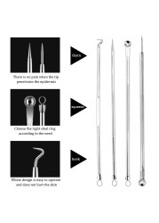 Acne Blackhead Remover Needle Blackhead Tool Kit Tweezers Pimple Extractor Stainless Steel Black Spot Removal Face Skin Care Tool