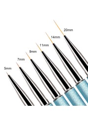 5/7/9/11/14/20mm Nail Art Liner Brushes for Manicure Acrylic Thin Line Flower Design Drawing Pen UV Gel Brush Painting Tools