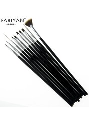 10pcs Nail Art Brush Liner Dotting Fan Design Acrylic Crystal Flat Painting Drawing Carving Pen UV Gel Manicure Tool Set