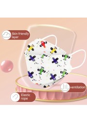 قناع kn95 للأطفال قناع مطبوع يناسب 12 سنة من الاستخدام المتكرر حماية رقيقة من تنفس 4 طبقات قناع الرسوم المتحركة لعب الأدوار