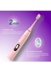 Sfeel 15 Modes LCD Screen Sonic Electric Toothbrush Smart Adult Timer USB Type C Rechargeable IPX7 Waterproof Whitening