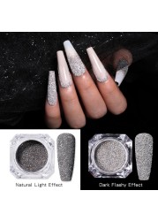 4pcs/set Nail Glitter Powder Silver Iridescent Efffect Sequins Nail Art Foils Nail Art Chrome Pigment Decoration