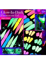 Born Pretty Pink Color Luminous Gel Nail Polish Glow In The Dark Neon Fluorescent Soak Off UV LED Top Coat Semi Permanent Varnish