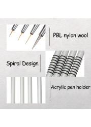 7/9/11/15mm 1pc Nail Art Brush Acrylic Nail Liner Brushes French Nail Lines Stripe Flower Painting Drawing Pen Manicure Tool