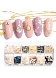 1 Box Irregular Nails Part Abalone Shell Slice DIY Natural Texture Sea Shell Part Mica Stone 3D Ornament Manicure Decoration New