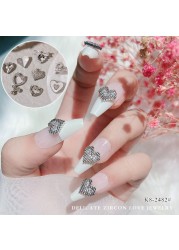 3pcs nail art love zircon color preserved super flash three-dimensional diamond smiley nail accessories love necklace