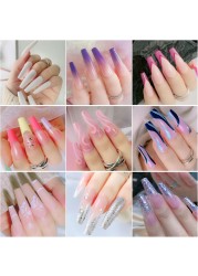 24pcs/box Wearable Fake Nail Set 2022 Popular Full Coverage Nail Art Patch Colorful Beauty Artificial Fake Nails