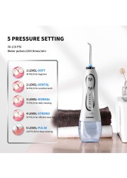 AZDENT Newest HF-6 5 Models Electric Oral Irrigator With Travel Bag Cordless Portable Water Dental Flosser 5pcs Jet