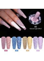 Gold Sliver Nail Reflective Crystals Powder Rainbow Glitter Shiny Pigment Iridescent Glass Micro Drill Nails Art Decoration