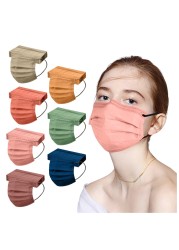 50pcs Adult Disposable Face Mask Brown Solid Color Mask Printing Face Mask 3 Layer Melt Blown Cloth Adult Disposable Mask masque